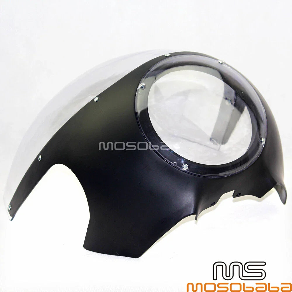 5 3/4" Retro Headlight Fairing w/Windshield for Harley Suzuki Kawasaki Honda