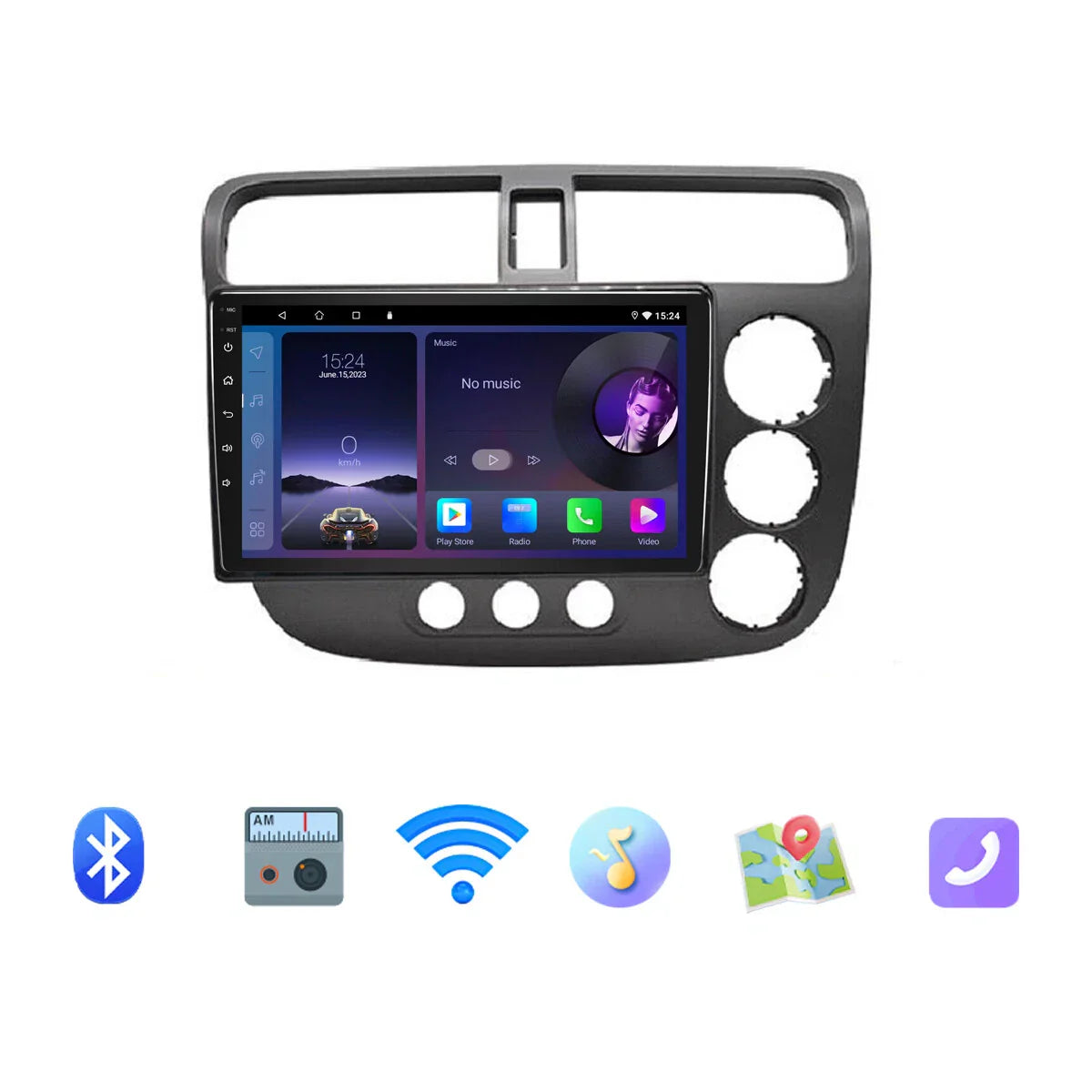 Wireless Apple CarPlay Android Auto Head Unit for Honda Civic (2000-2005)