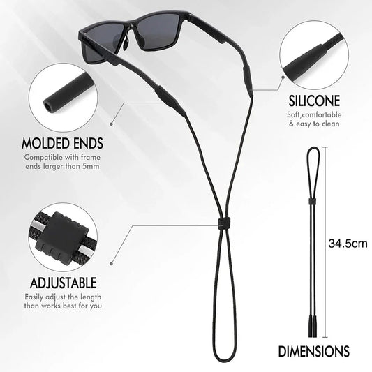 3 x Eyewear String Lanyard Retainer for Glasses - Black