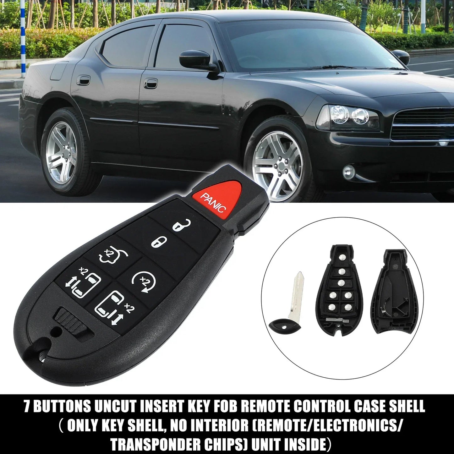 Keyless Entry Remote Key Shell Cover for Dodge Chrysler (No Chip)