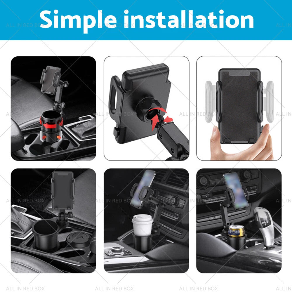 2-in-1 Universal Adjustable Car Cup Holder Stand for Cell Phone GPS Mount