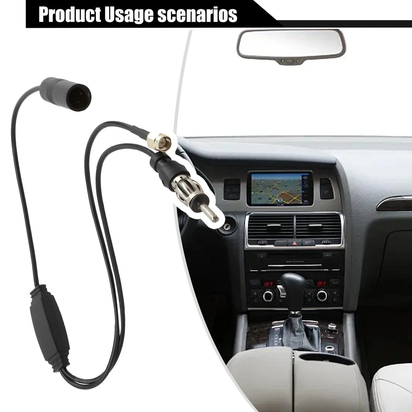 Antenna Splitter Adapter Cable for Car Radio
