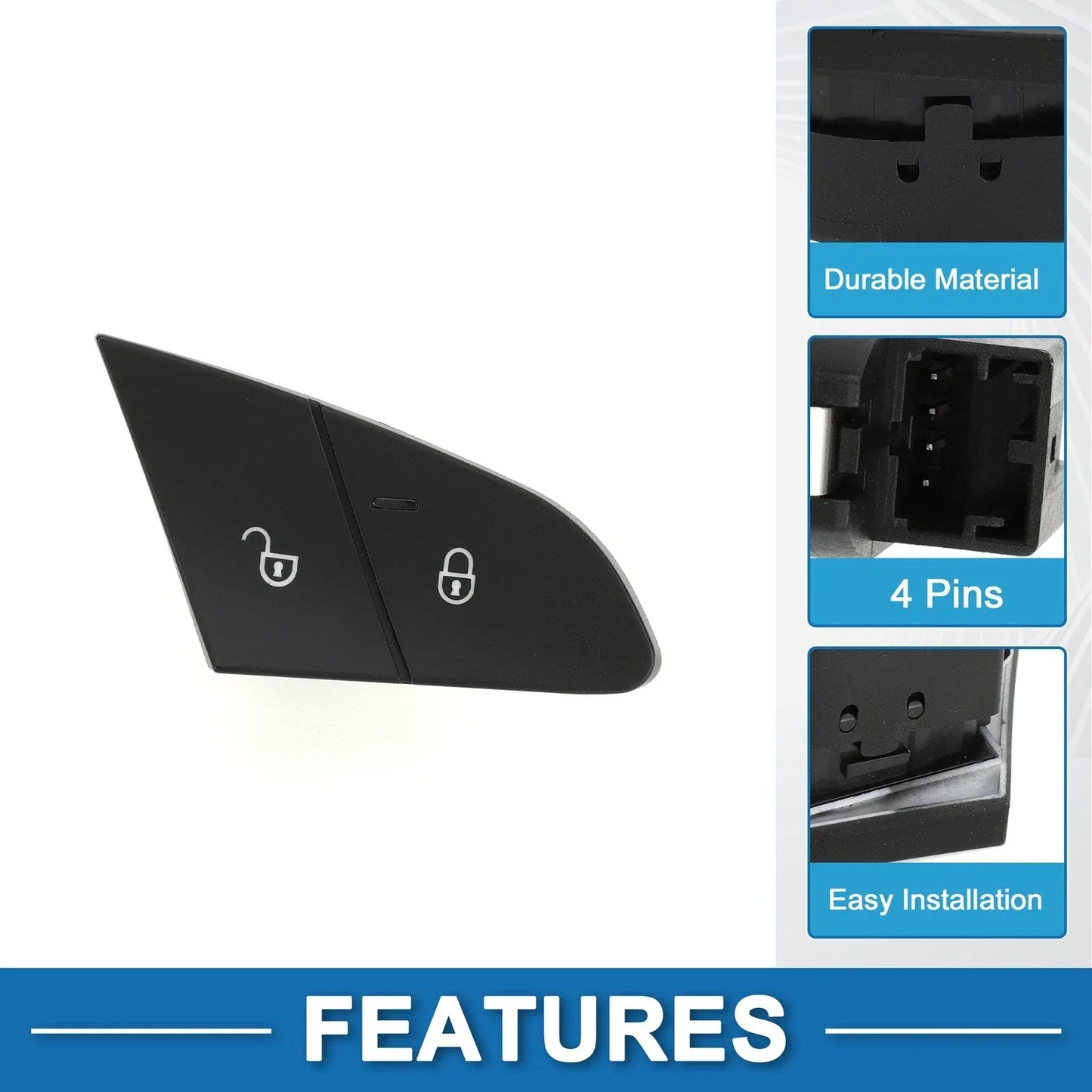 Car Door Lock Switch for Porsche Cayenne Panamera (2011-2023) Black Plastic