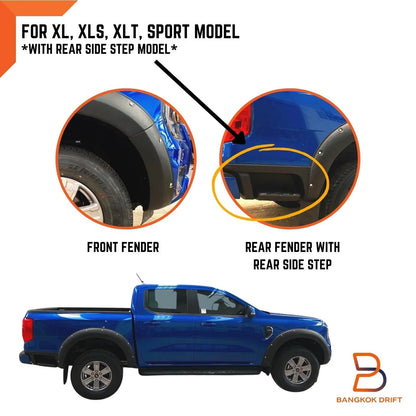 Matte Black Fender Flares for Ford Ranger 2022-2024 ()