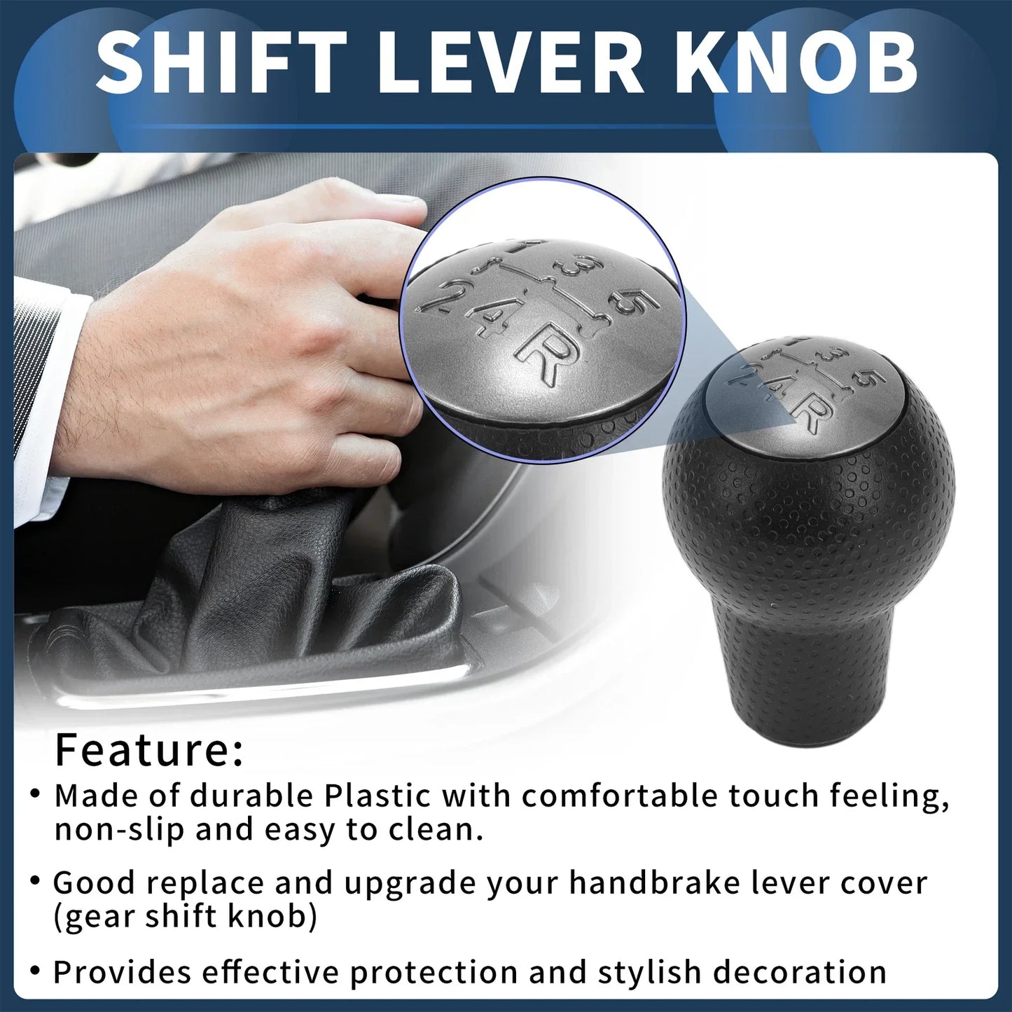 5 Speed Gear Shift Knob for Honda Fit (2002-2008) - Plastic Black Titanium Tone