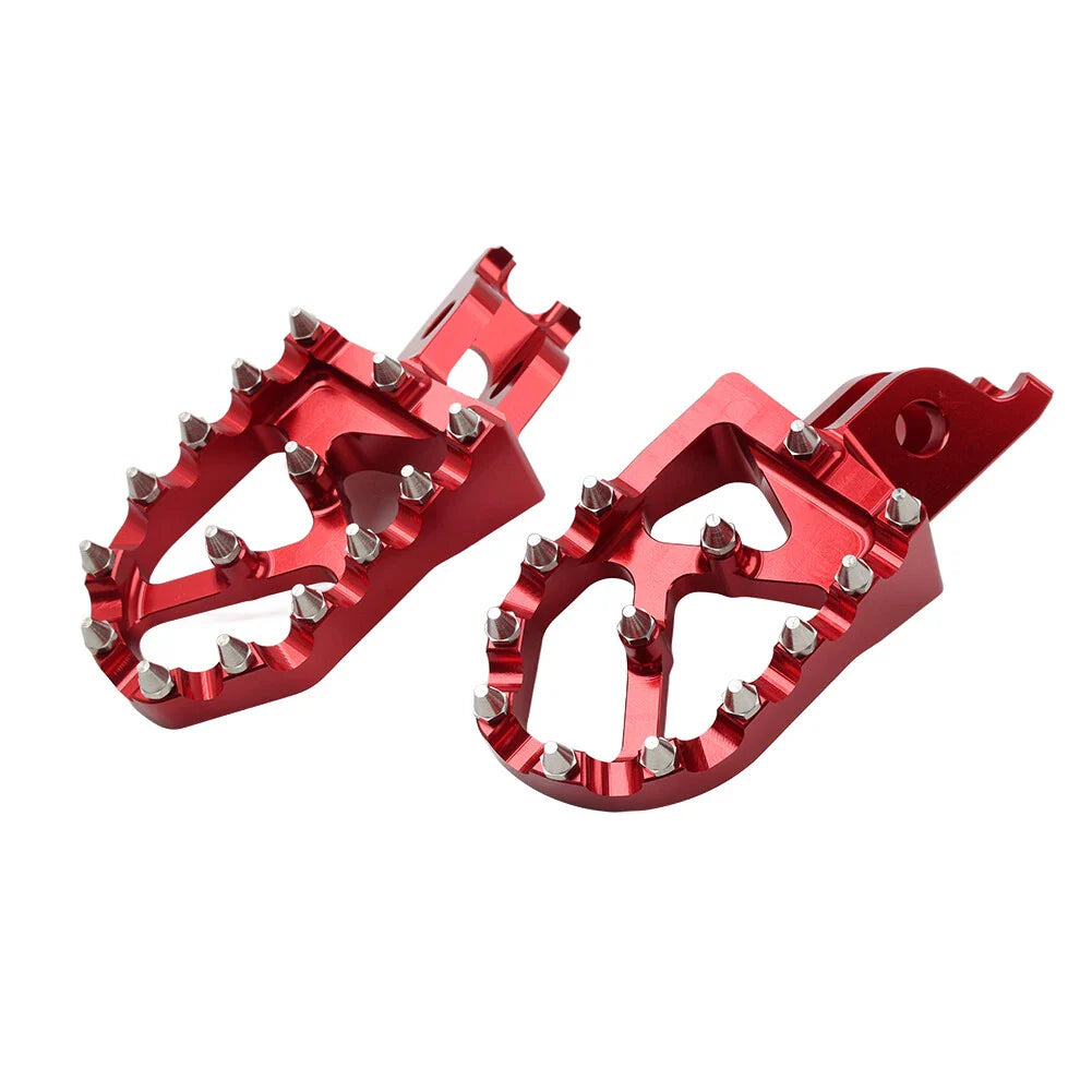 Dirt Bike Footpeg Pedals  Red for Kawasaki KX250F, Honda CR250 (06-18, 02-07)