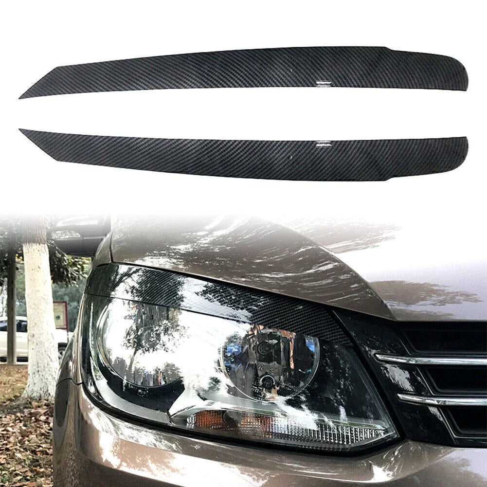 Carbon Fiber Headlight Eyelid Trim Covers for Volkswagen Touran (2011-2015)