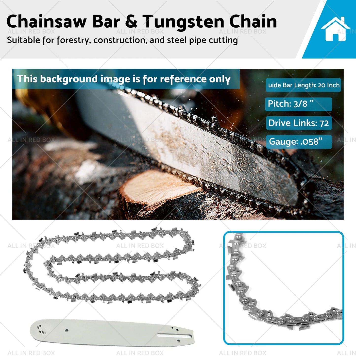 3/8" .058 72DL Bar & Tungsten Chain Combo for Shindaiwa Solo