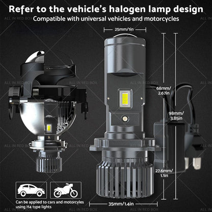 Bi-LED Projector Lens Headlight Bulbs for Mini (RHD) H4 9003 100W