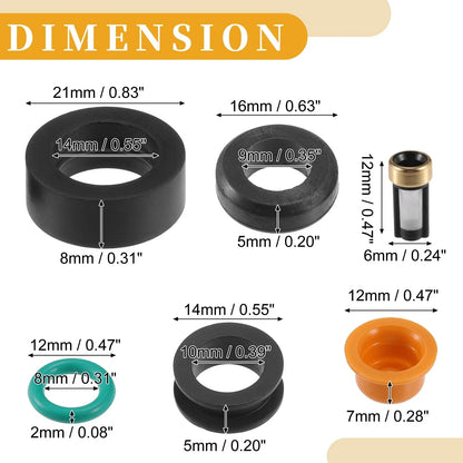Fuel Injector Seal O Ring 4 x Sets for Honda DSM NBR Rubber Black