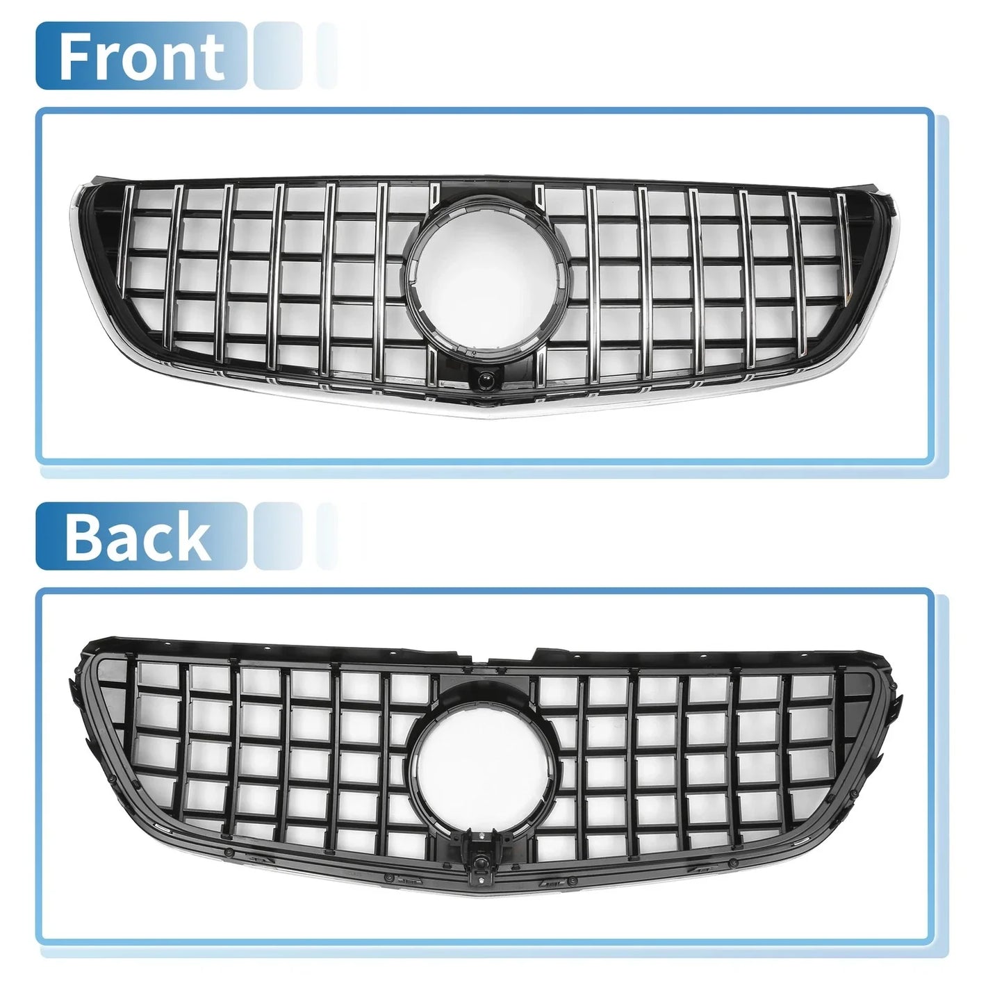 Front Upper Bumper Grille for Mercedes-Benz V-Class W477A (2020-2024) Black