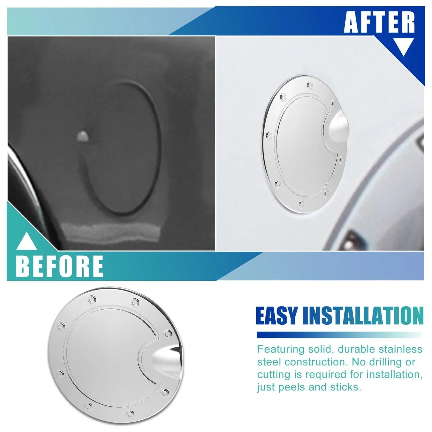 Silver Tone Fuel Tank Cover Door Cap for Dodge Ram (2010-2017)