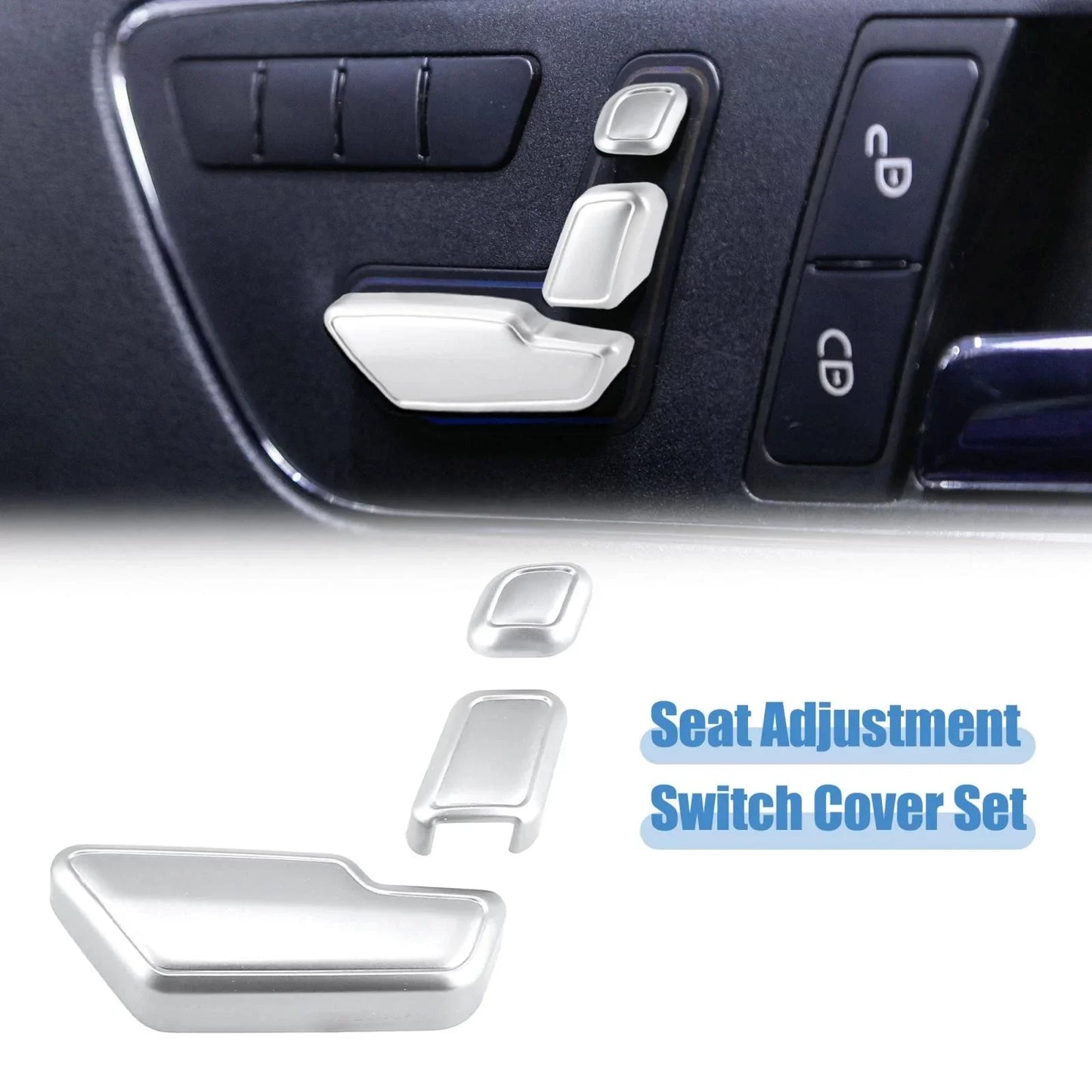 3 x Door Seat Adjust Button Switch Cover Trim Set for Mercedes Benz (2010-2015)
