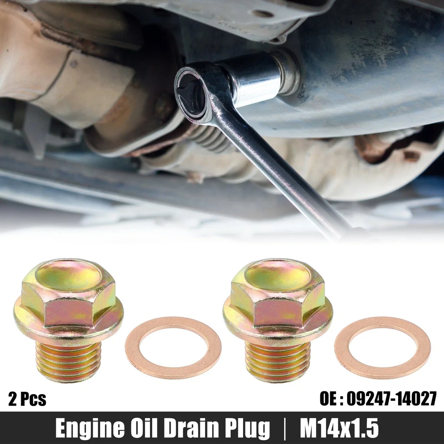 M14x1.5 Engine Oil Drain Plug Screws 2 Pcs w/ Seal Rings for Honda