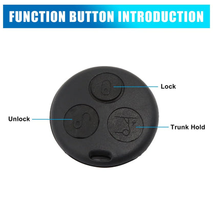 Key Fob Shell Case for SMART Fortwo & Mercedes-Benz 3 Button Black