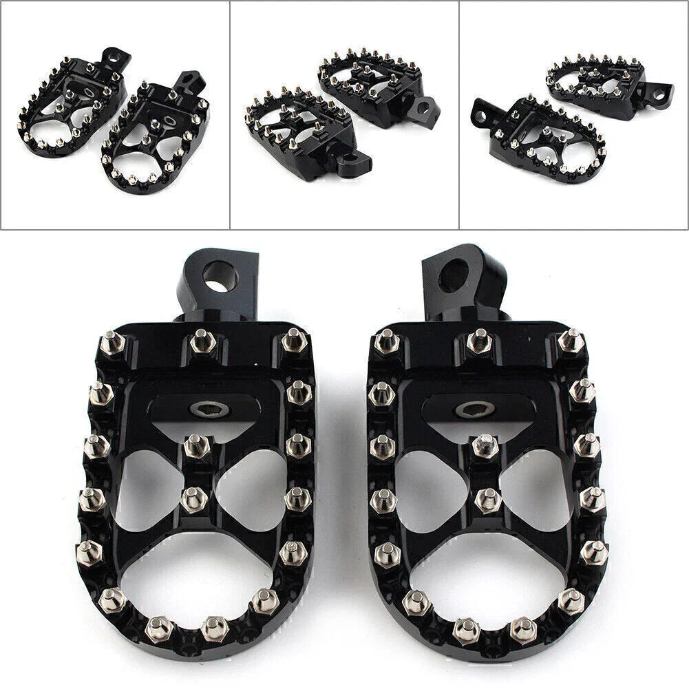Wide Black Foot Pegs MX Style for Harley Dyna Sportster Iron 883 Fatboy (2004-2023)