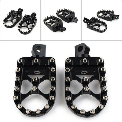 Wide Black Foot Pegs MX Style for Harley Dyna Sportster Iron 883 Fatboy (2004-2023)