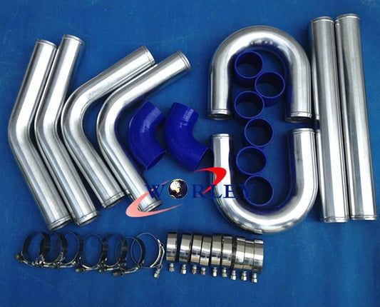 2.5" Blue Aluminum Turbo Intercooler Pipe Kit for Universal Vehicles