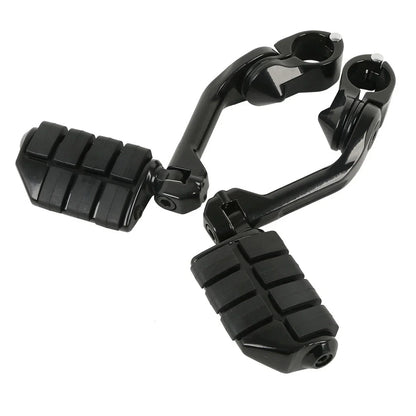 1-1/4" Engine Guards Long Angled Foot Pegs Rest Mount for Harley Touring