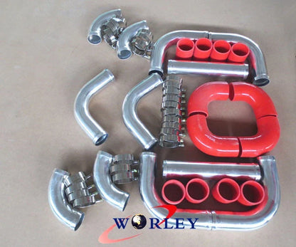 2.25" Red Aluminum Universal Intercooler Turbo Piping for Car