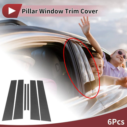 6 Pcs Car Door Pillar Window Trim for Lexus IS (2006-2013) Black Carbon Fiber