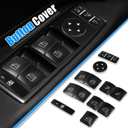Car Front Door Armrest Window Switch Button Covers Set for Mercedes-Benz