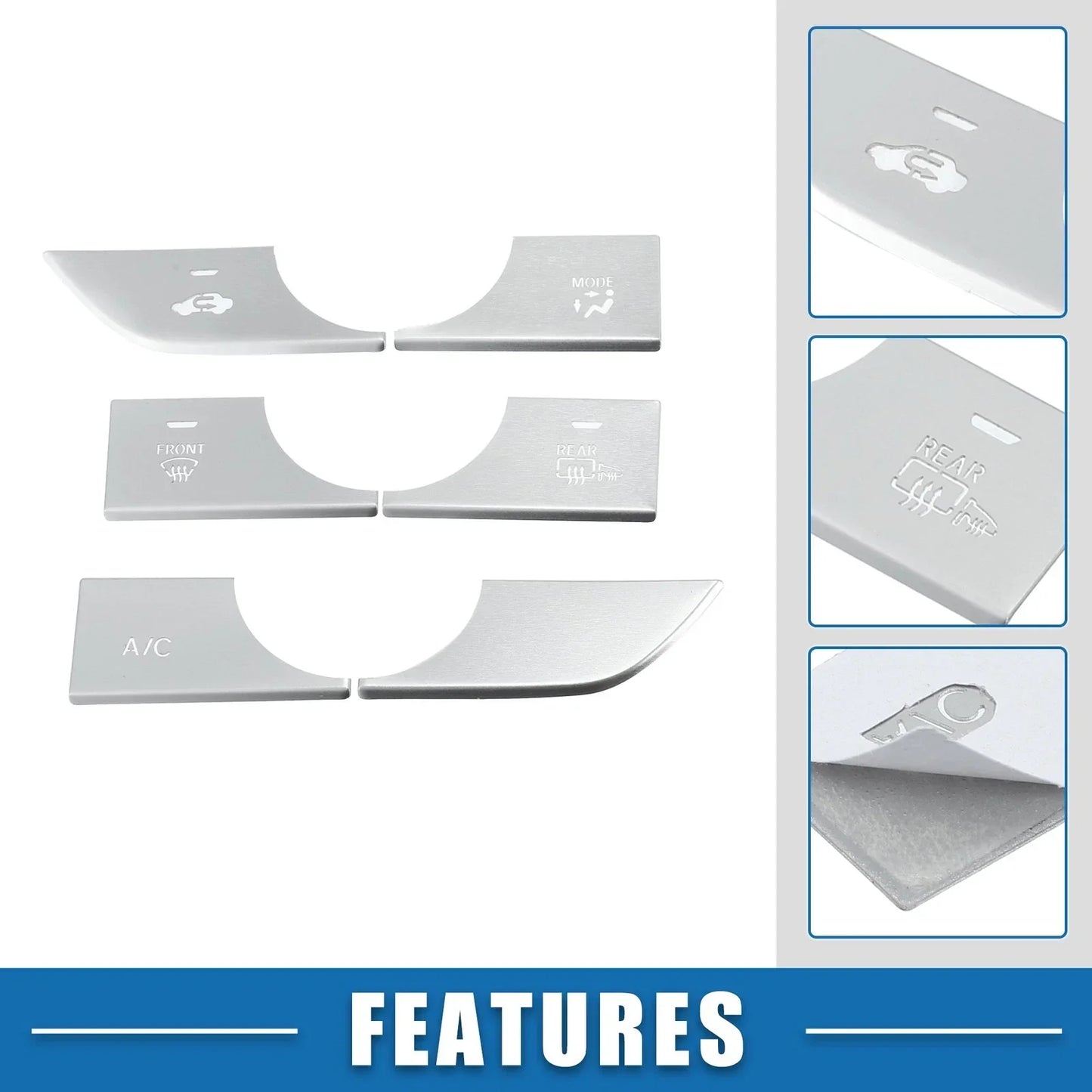 AC Button Cover Trim for Honda Civic 11th Gen (2022-2023) - Aluminum Alloy Silver