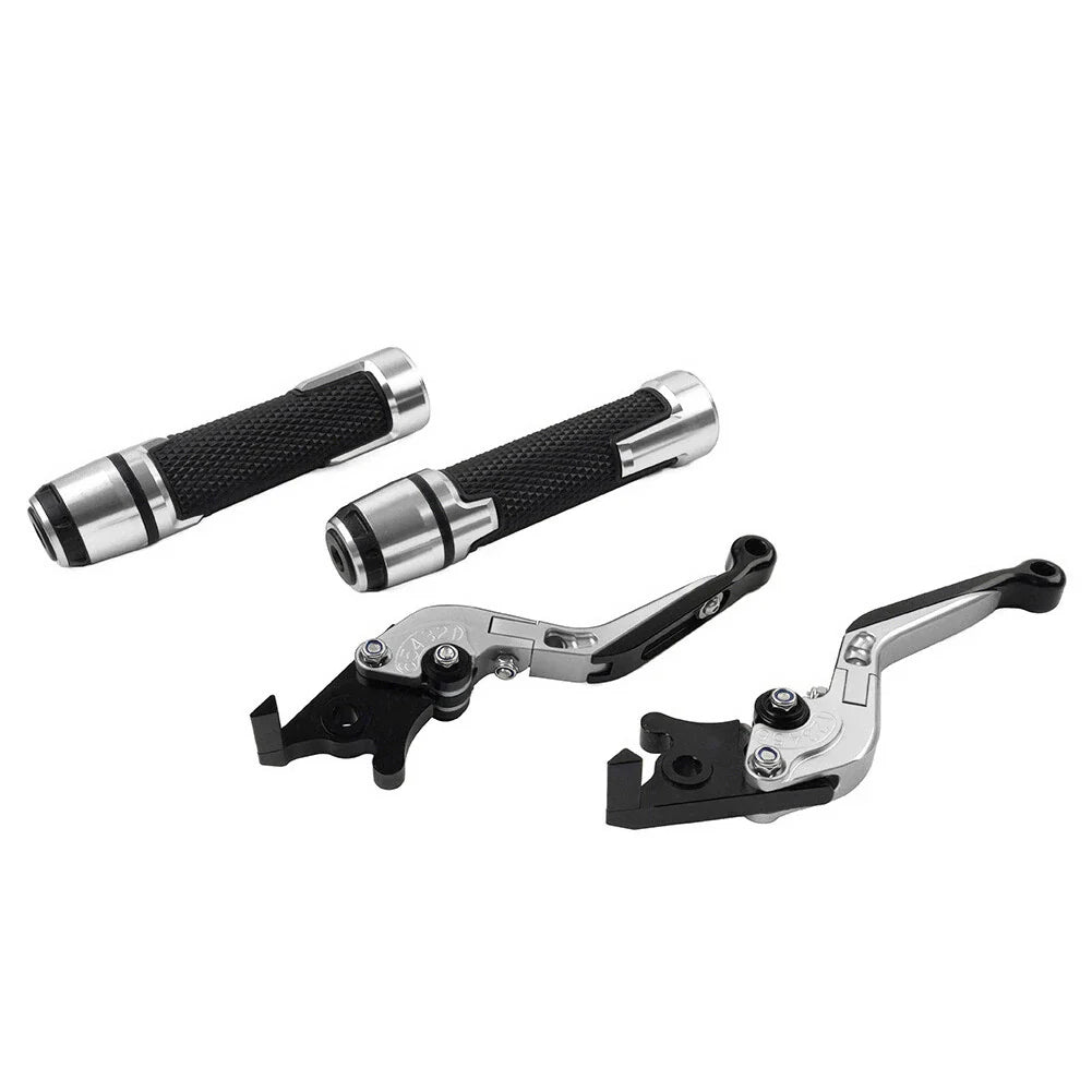 Silver Extendable Brake Clutch Levers & Handlebar Grips for Kawasaki Z1000