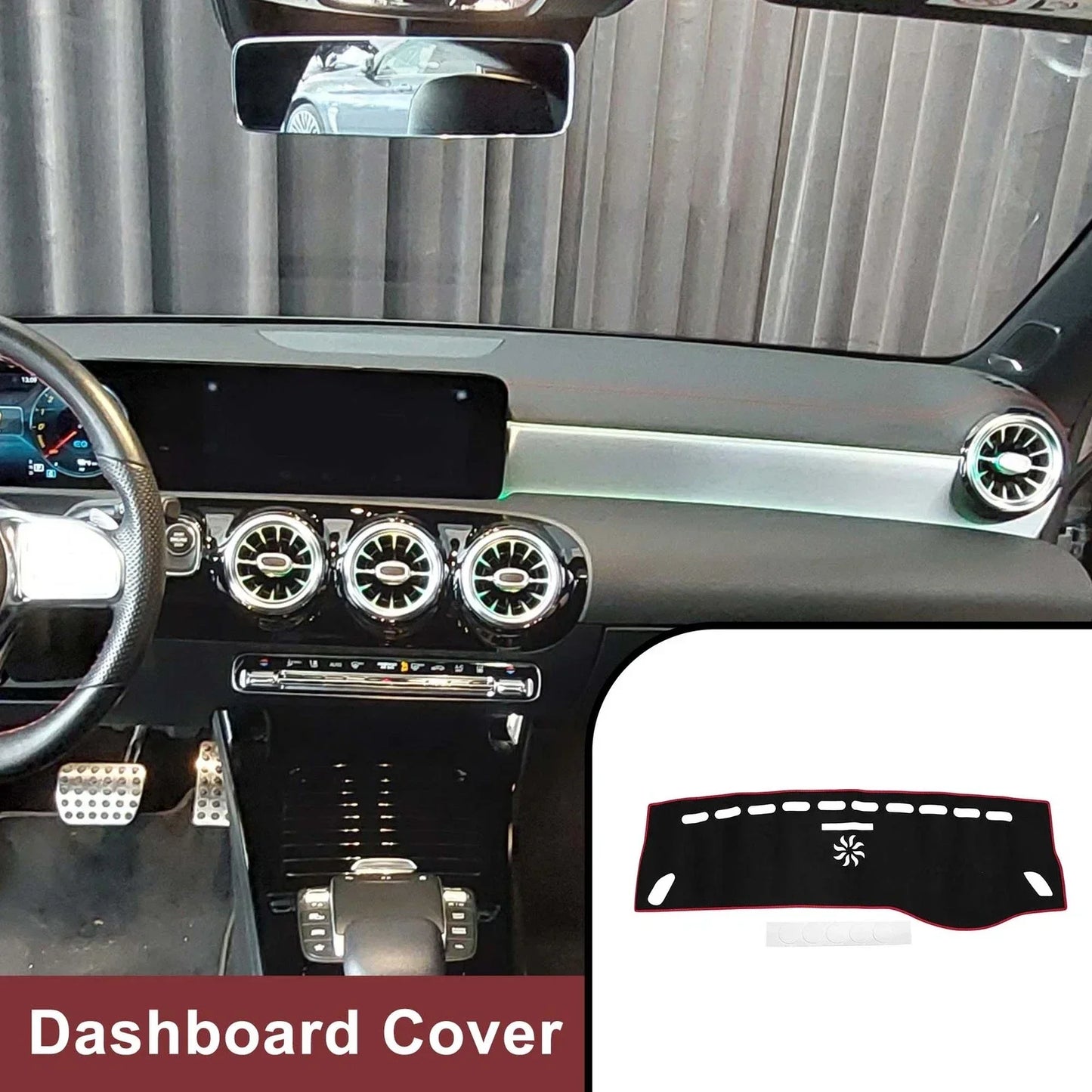 Dashboard Cover Mat for Mercedes CLA 2013-2019 Sun Protector Pad Black Red