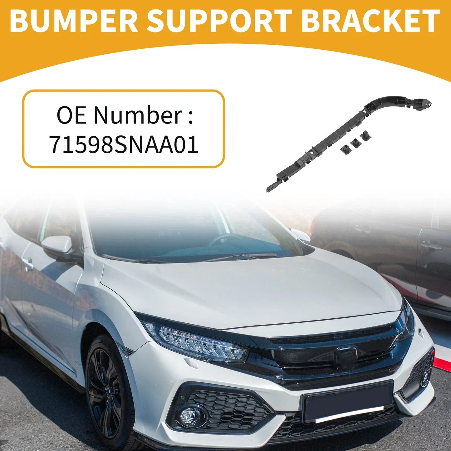 LH Rear Bumper Support Bracket for Honda Civic (2006-2011) 1 x Black ABS