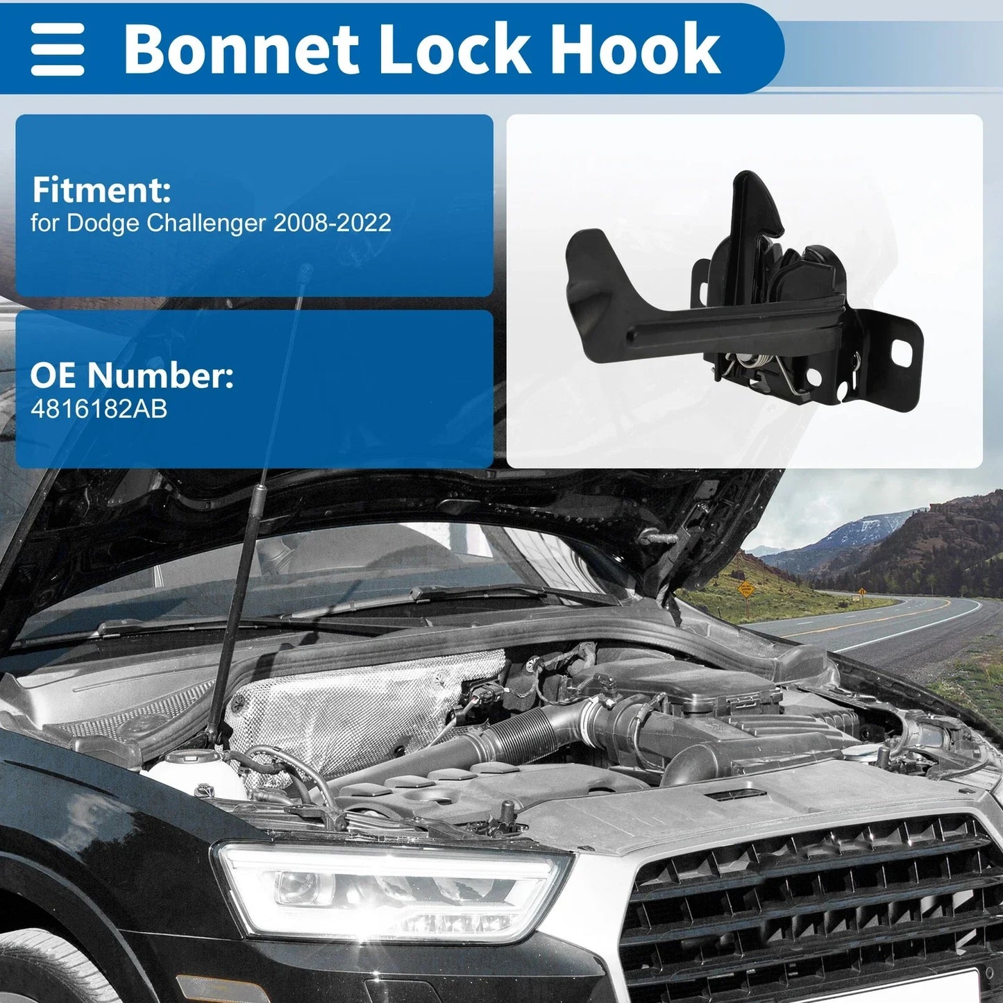 Hood Latch Assembly for Dodge Challenger (2008-2022) - 1 x Quality Replacement