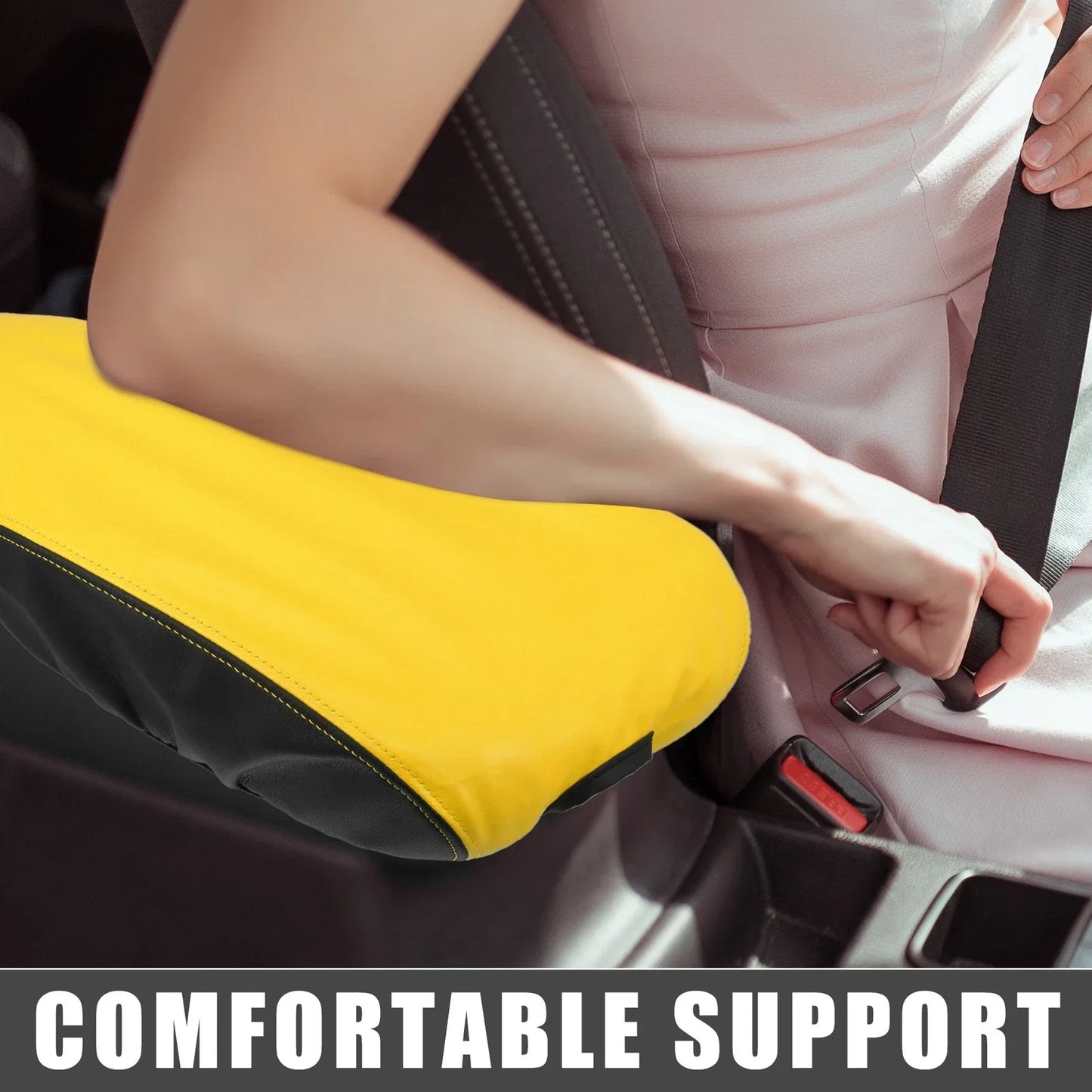 Car Center Console Armrest Pad Cover for Dodge Charger (2015-2022) Black Yellow