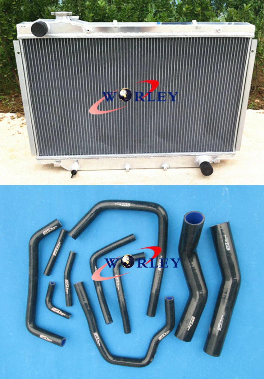 Aluminum Radiator + Blue Hose for Toyota Land Cruiser 80 Series (90-98)