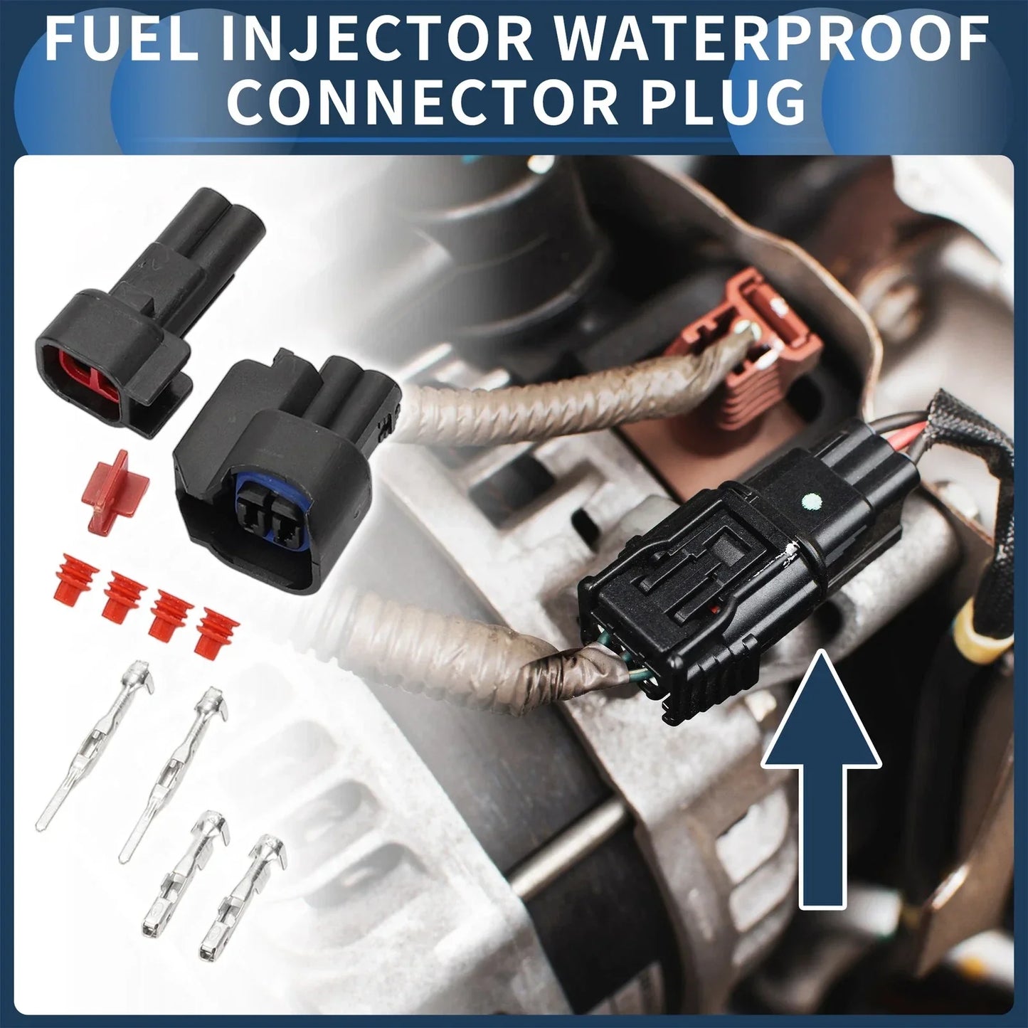 Fuel Injector Waterproof Connector Plug for Chevrolet - 1 Set, Plastic, Copper