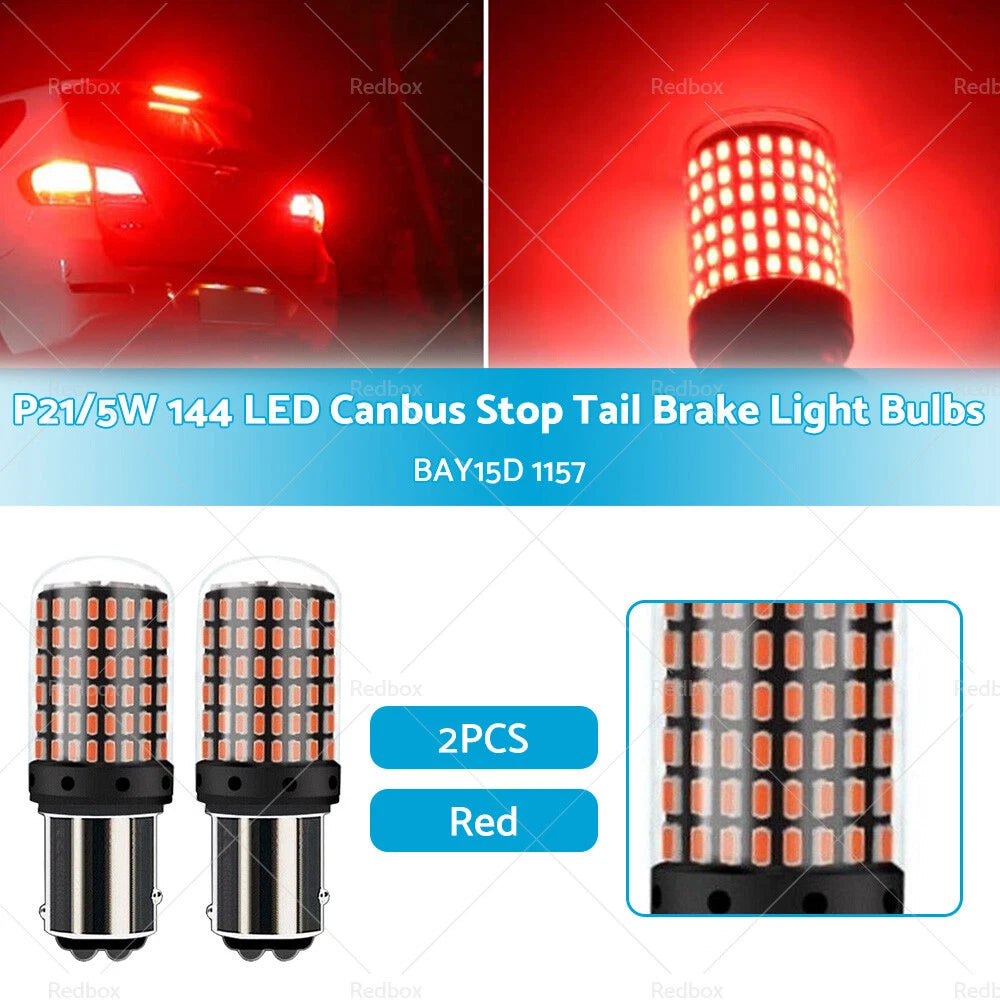 P21/5W BAY15D 1157 Red LED Brake Light Bulbs for Car (No Error)