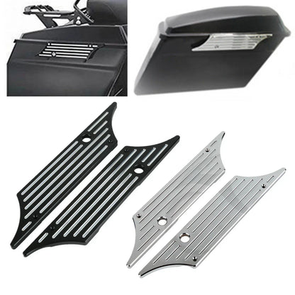 Black/Chrome Hard Saddlebags Latch Covers for Harley Touring Road Glide (93-13)