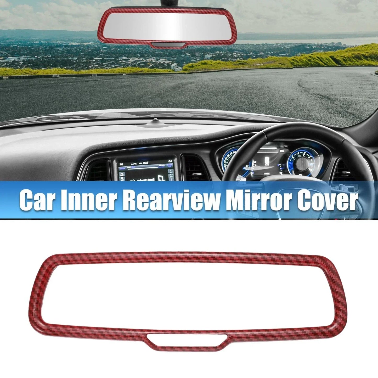 Rearview Mirror Cover ABS Red Carbon Fiber for Dodge