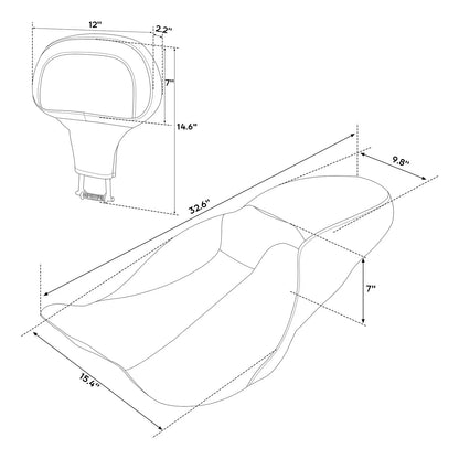 Driver Passenger Seat w/ Backrest Pad for Harley Road Glide (2009-2023)