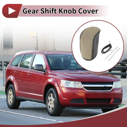 Car Gear Shift Knob Cover for Dodge Journey (2011-2020) - Black Beige Faux Leather