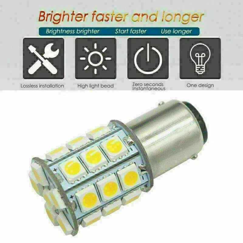 10 x CE BA15D 27SMD Red RV Marine Boat Trailer Light Bulbs