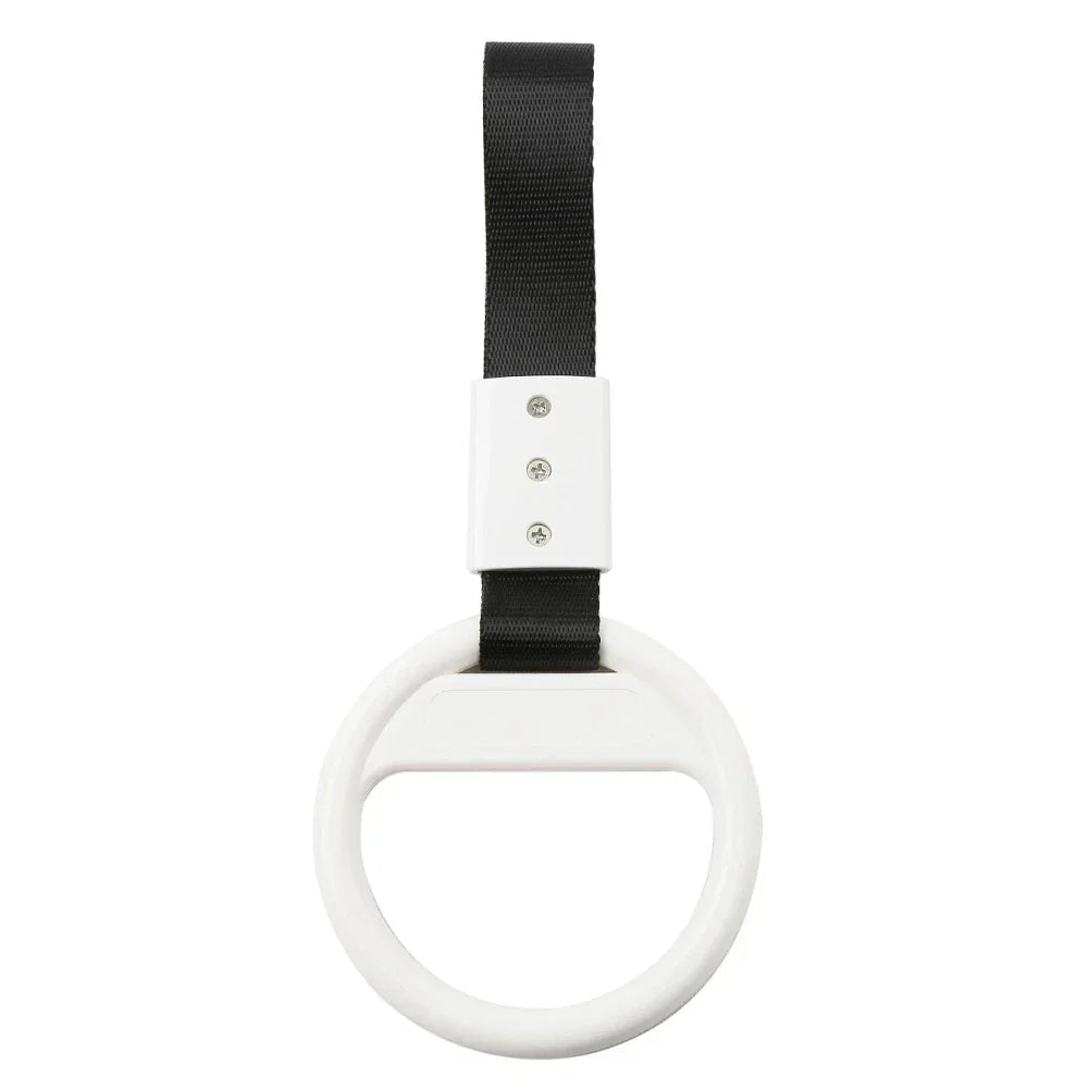 PVC Plastic Black & White Round Ring Handle Strap for Train Bus