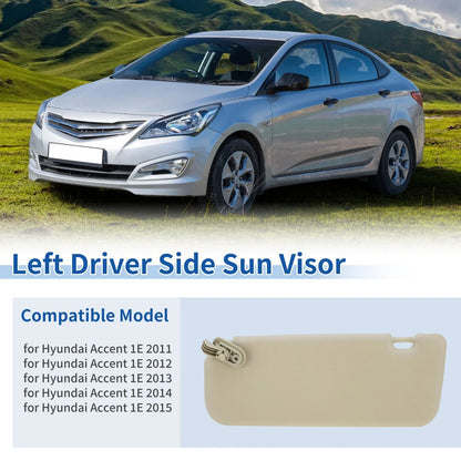 Left Side Sun Visor for Hyundai Accent 2011-2015 Beige 1 x Pcs