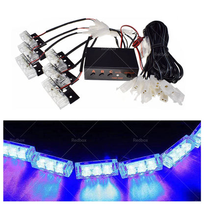 LED Red/Blue Strobe Lights for Car Truck Grill Lamp