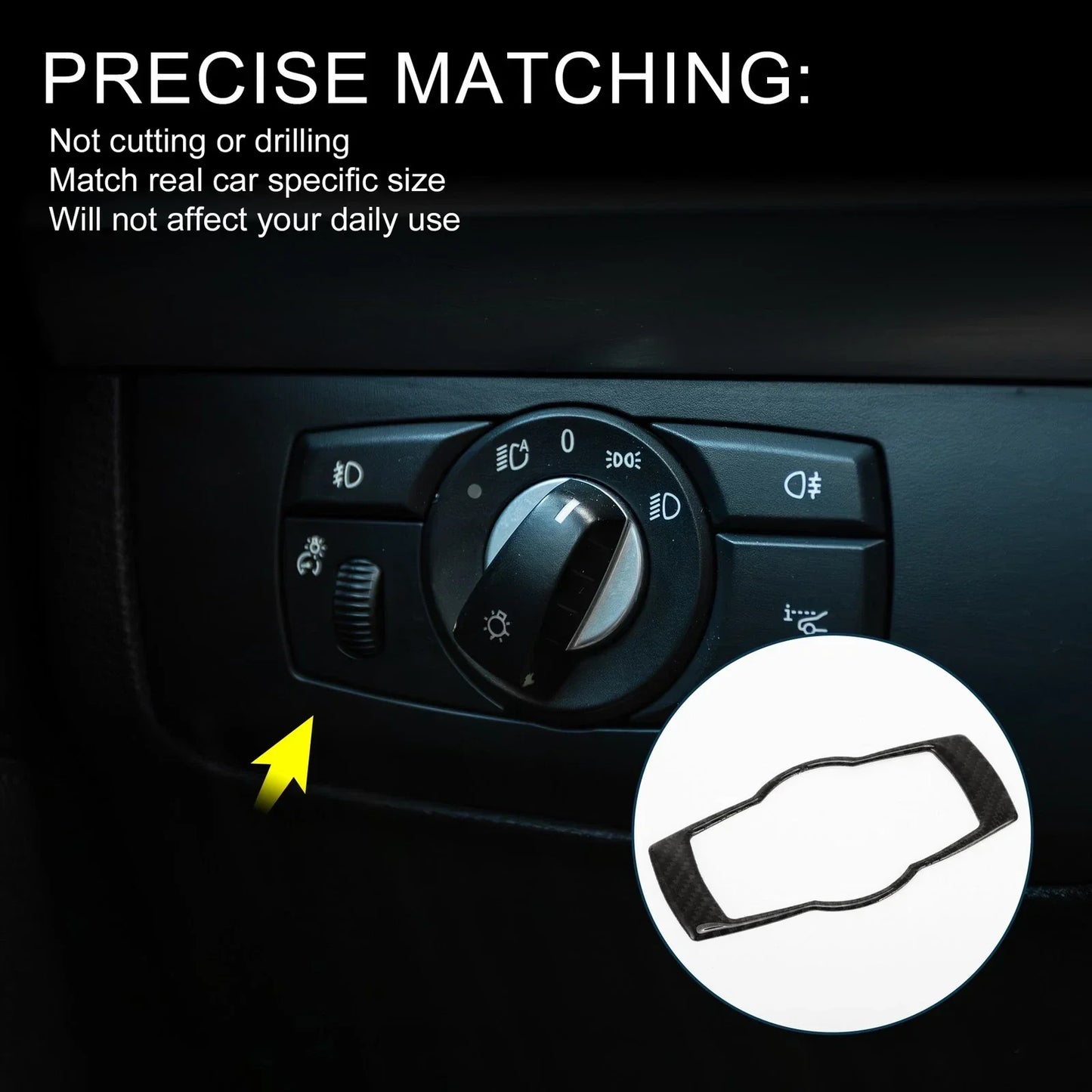 Headlight Switch Frame Sticker for BMW 3 Series E90 E92 E93 (2005 - 2012) Black