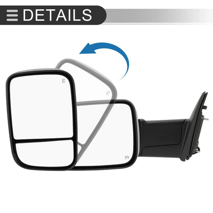 Tow Mirrors for Dodge Ram 1500 with Turn Signal Light Black 2 x (2009-2012)