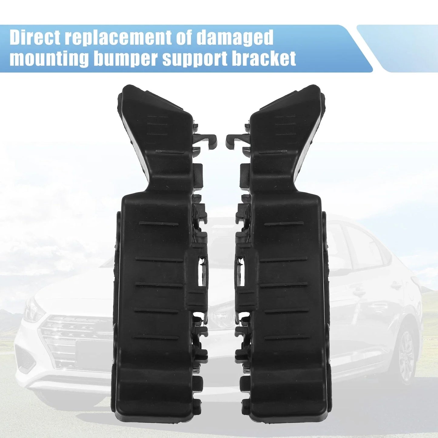 Front Bumper Bracket for Hyundai Accent (2012) - Plastic Black, 1 Pair