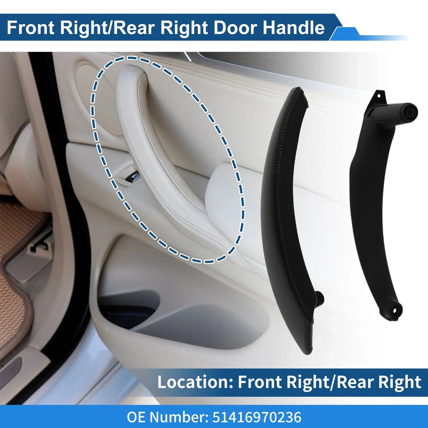 Inner Door Panel Handle for BMW X5 X6 E70 E71 E72 (2007-2013) Black