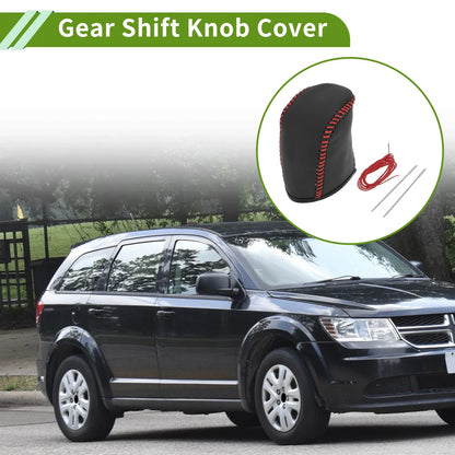 Car Gear Shift Knob Cover for Dodge Journey 2011-2020 Red Faux Leather