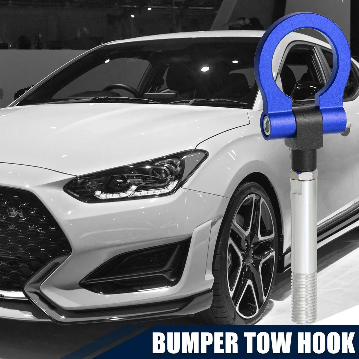 Blue Round Front Rear Bumper Trailer Tow Hook Screw for Hyundai Veloster (2012-2017)