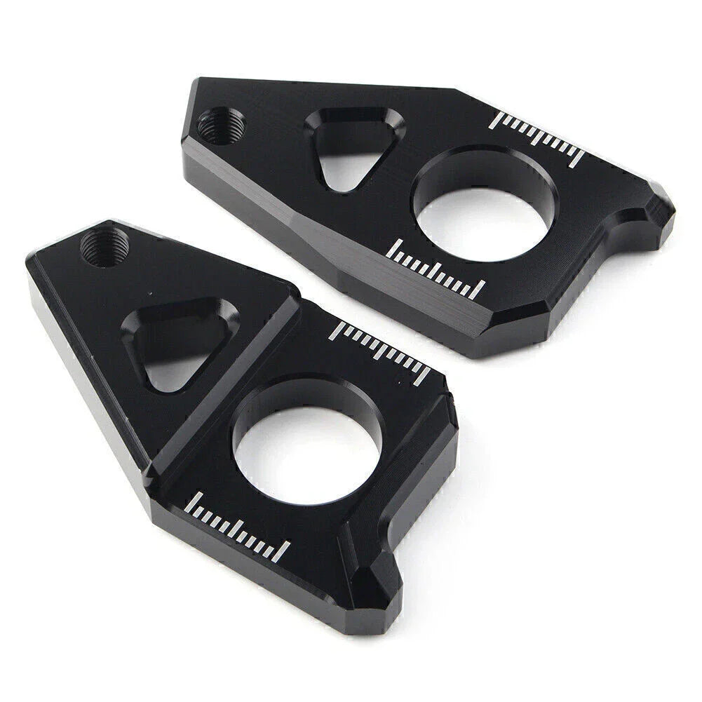 Black Axle Spindle Chain Adjuster Blocks for Yamaha YZF R1 FZ8 FZ1 TMAX 530